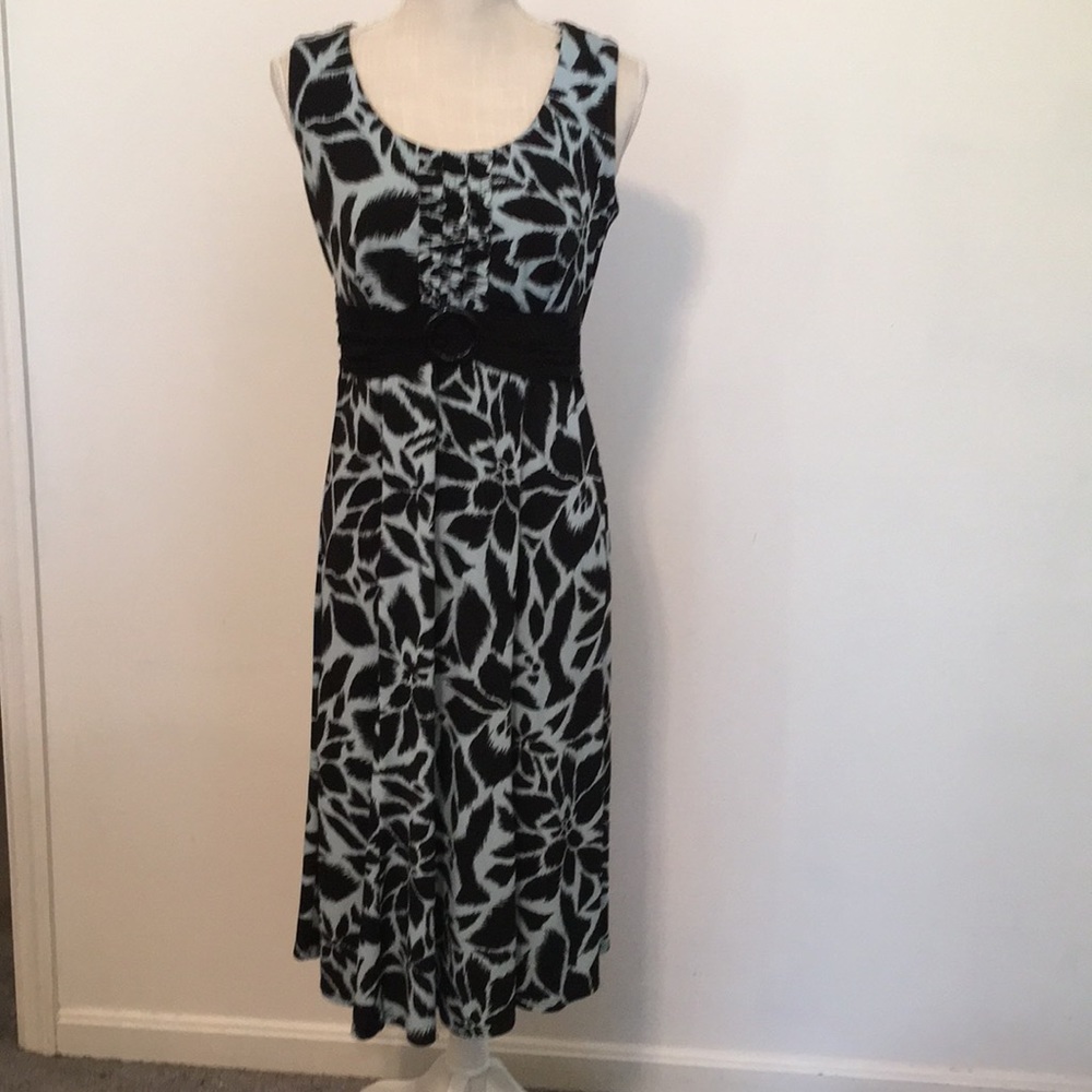 Perception summer dress sleeveless size 6 teal and black color